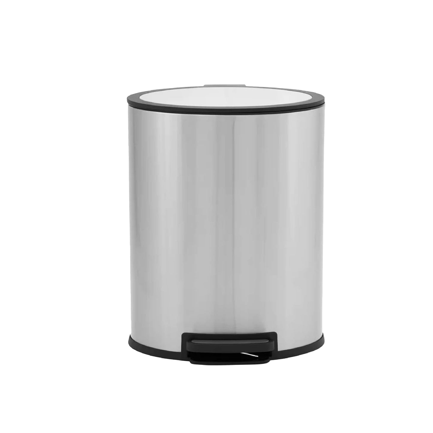 Oval Stainless Steel Trash Can with Soft Close (20 Liters / 5.3 Gallons)