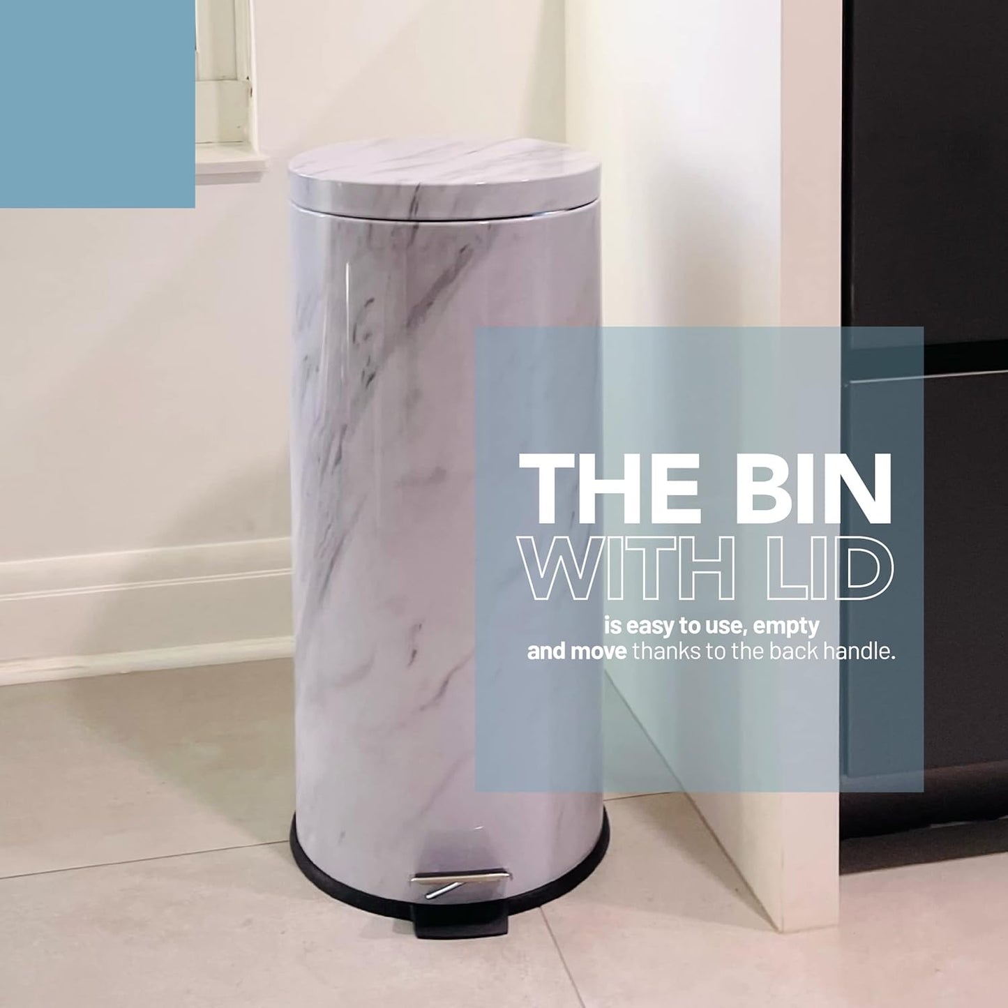 Simil Marble Trash Can (30 Liters / 7.9 Gallons)