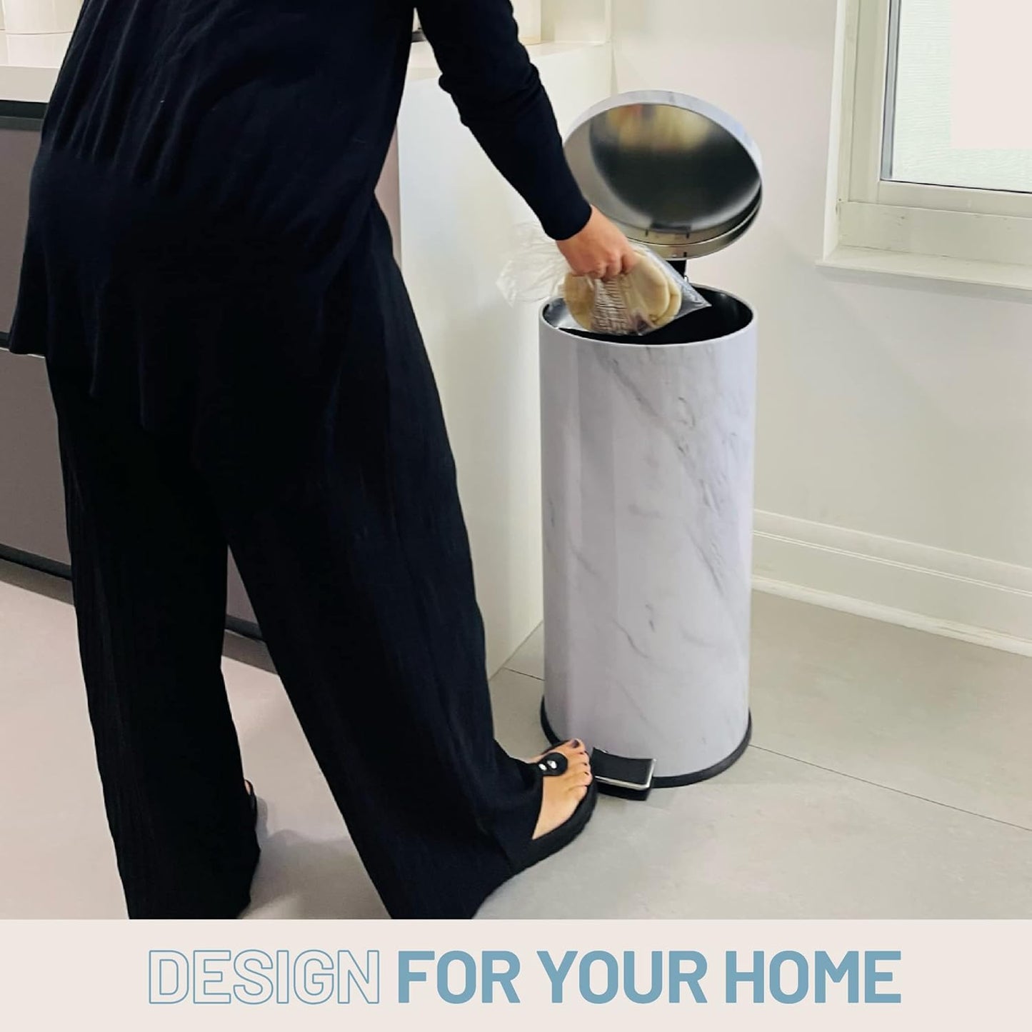 Simil Marble Trash Can (30 Liters / 7.9 Gallons)