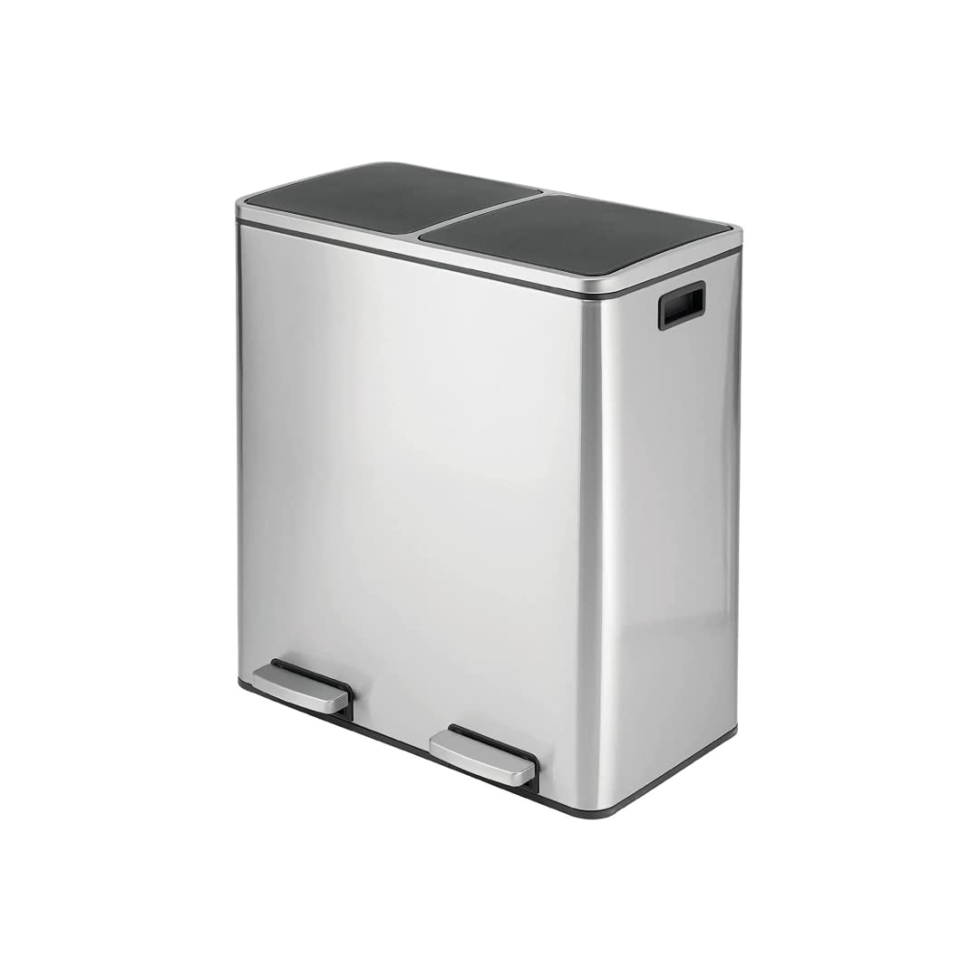 Soft Close Stainless Steel Double Trash Can (48 Liters / 12.7 Gallons)