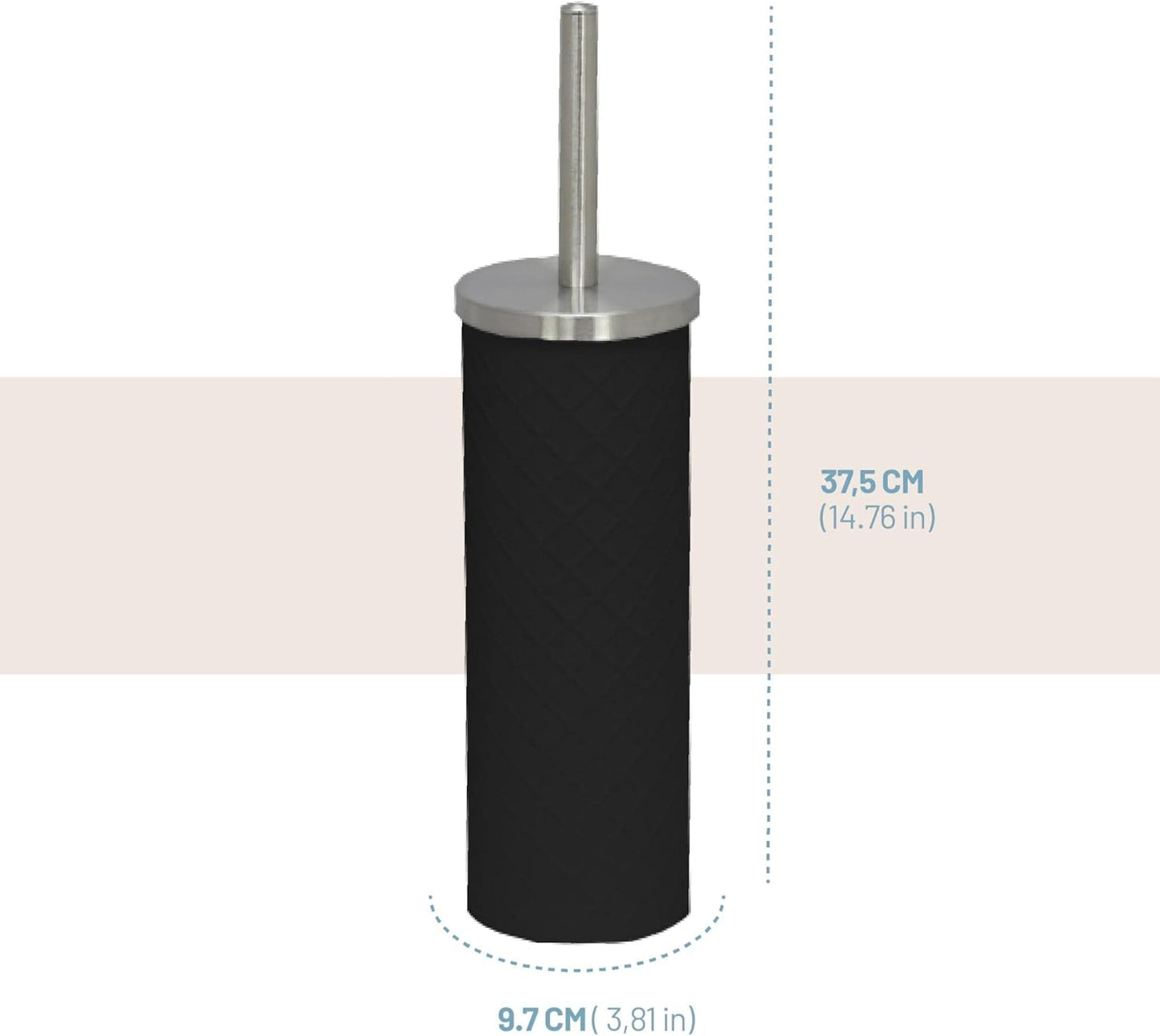 Textured Black Stainless Steel Toilet Brush