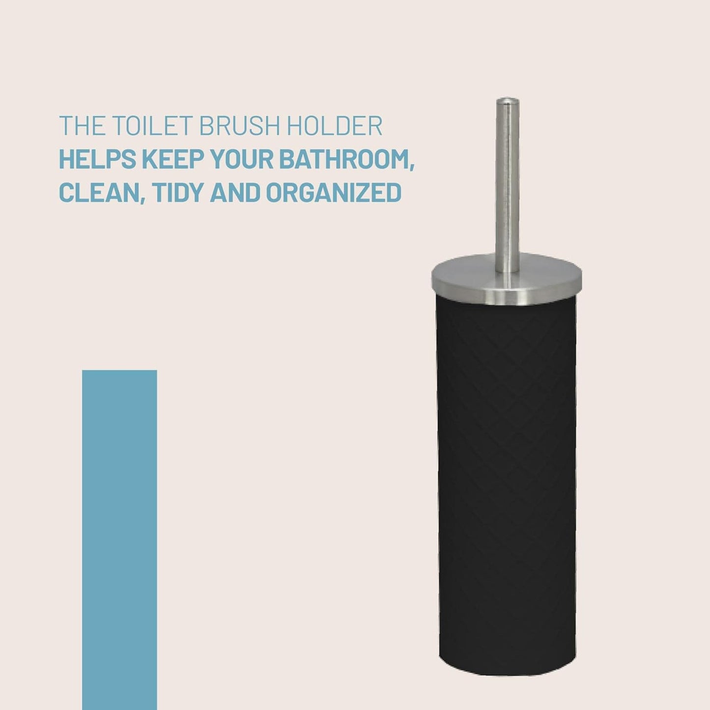 Textured Black Stainless Steel Toilet Brush