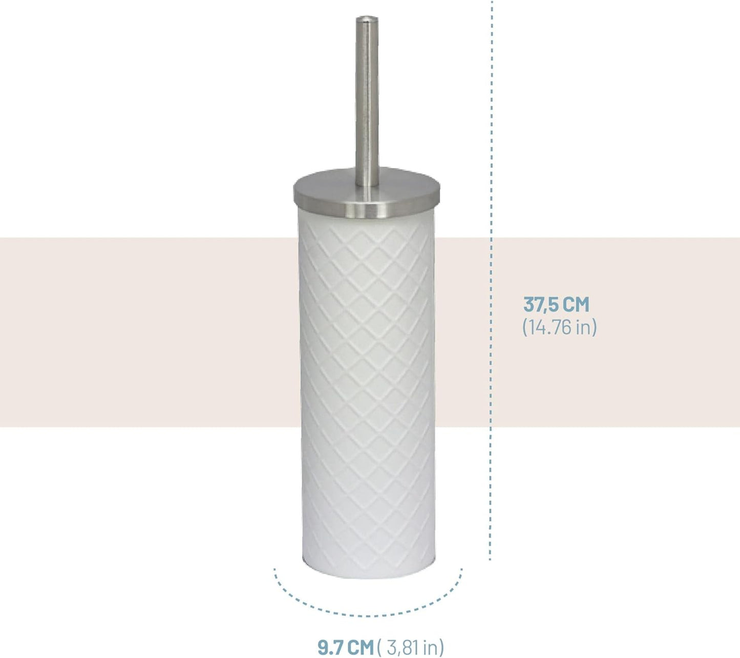 Textured White Stainless Steel Toilet Brush