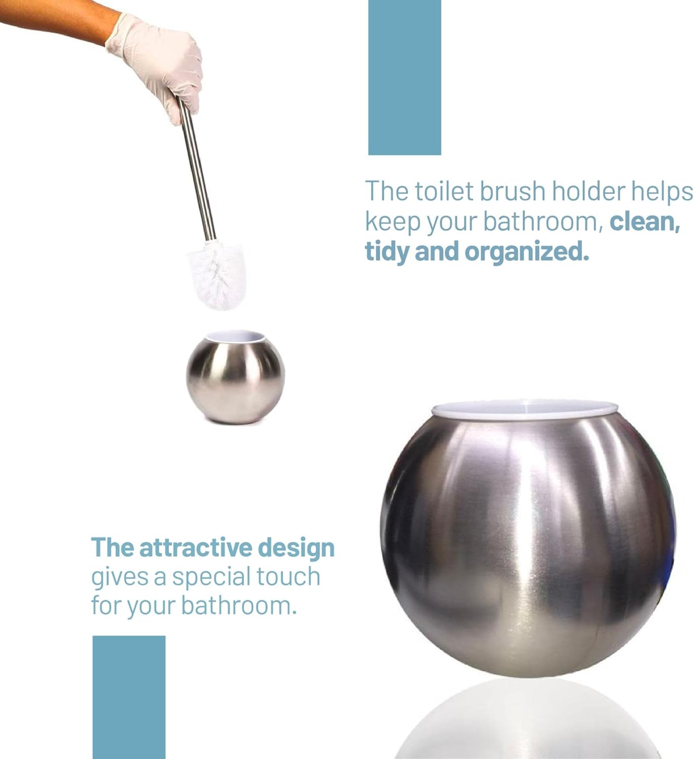 Round Base Stainless Steel Toilet Brush