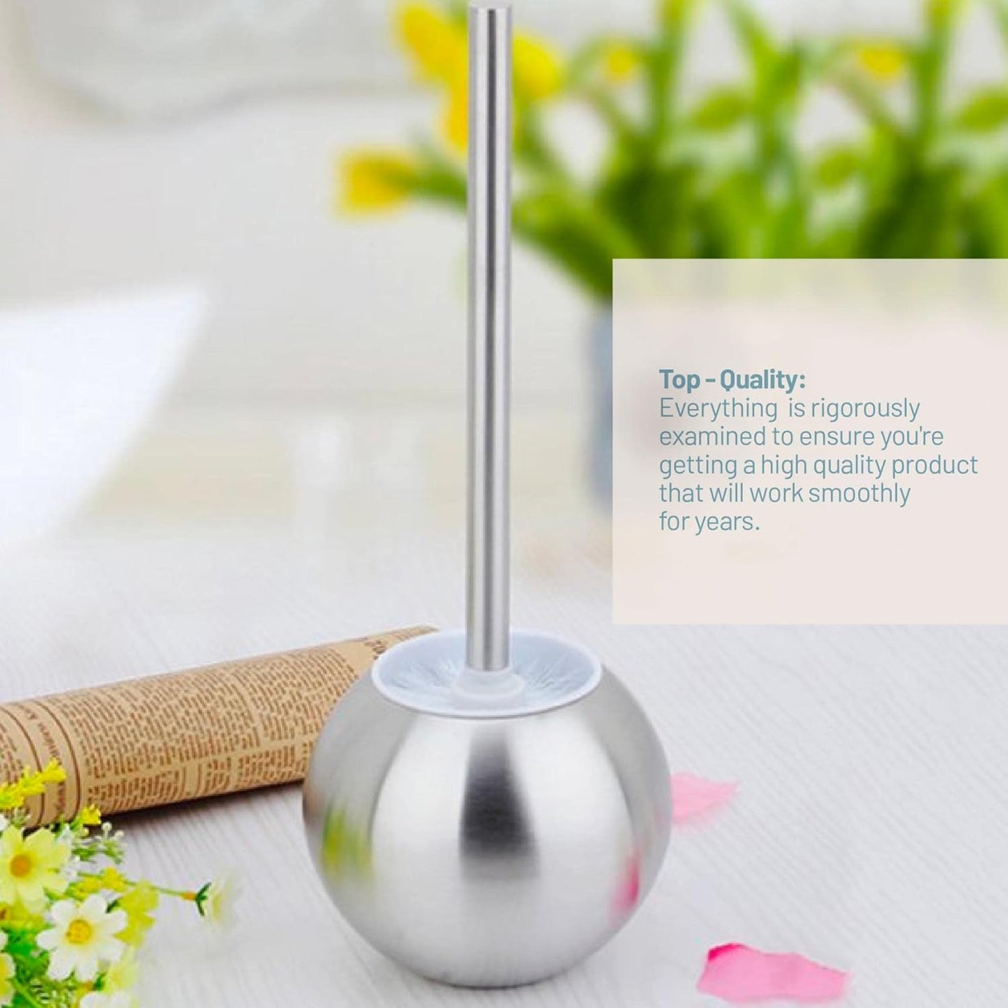 Round Base Stainless Steel Toilet Brush