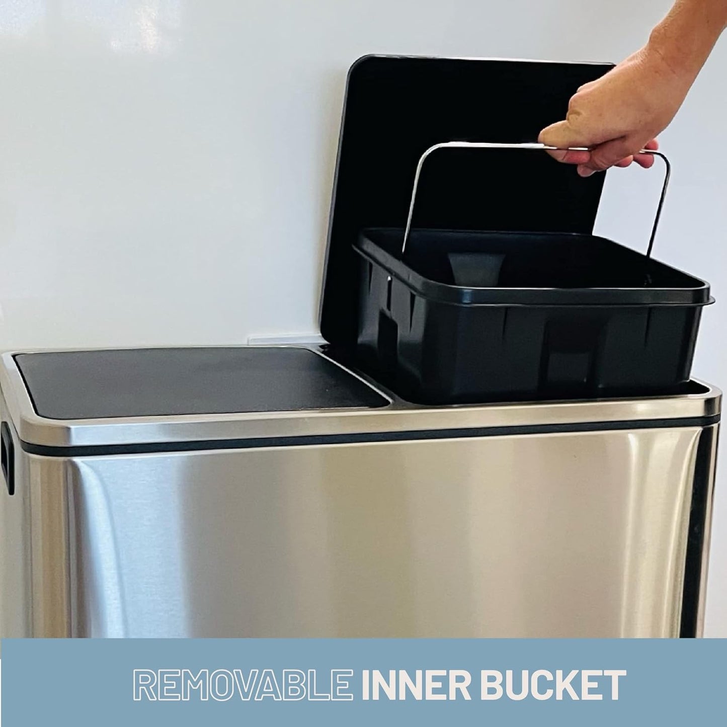 Soft Close Stainless Steel Double Trash Can (48 Liters / 12.7 Gallons)
