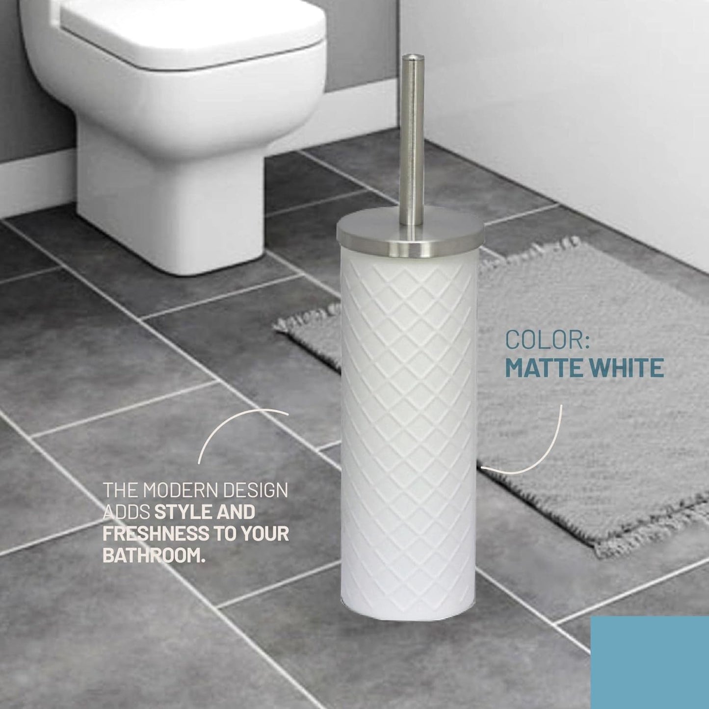 Textured White Stainless Steel Toilet Brush