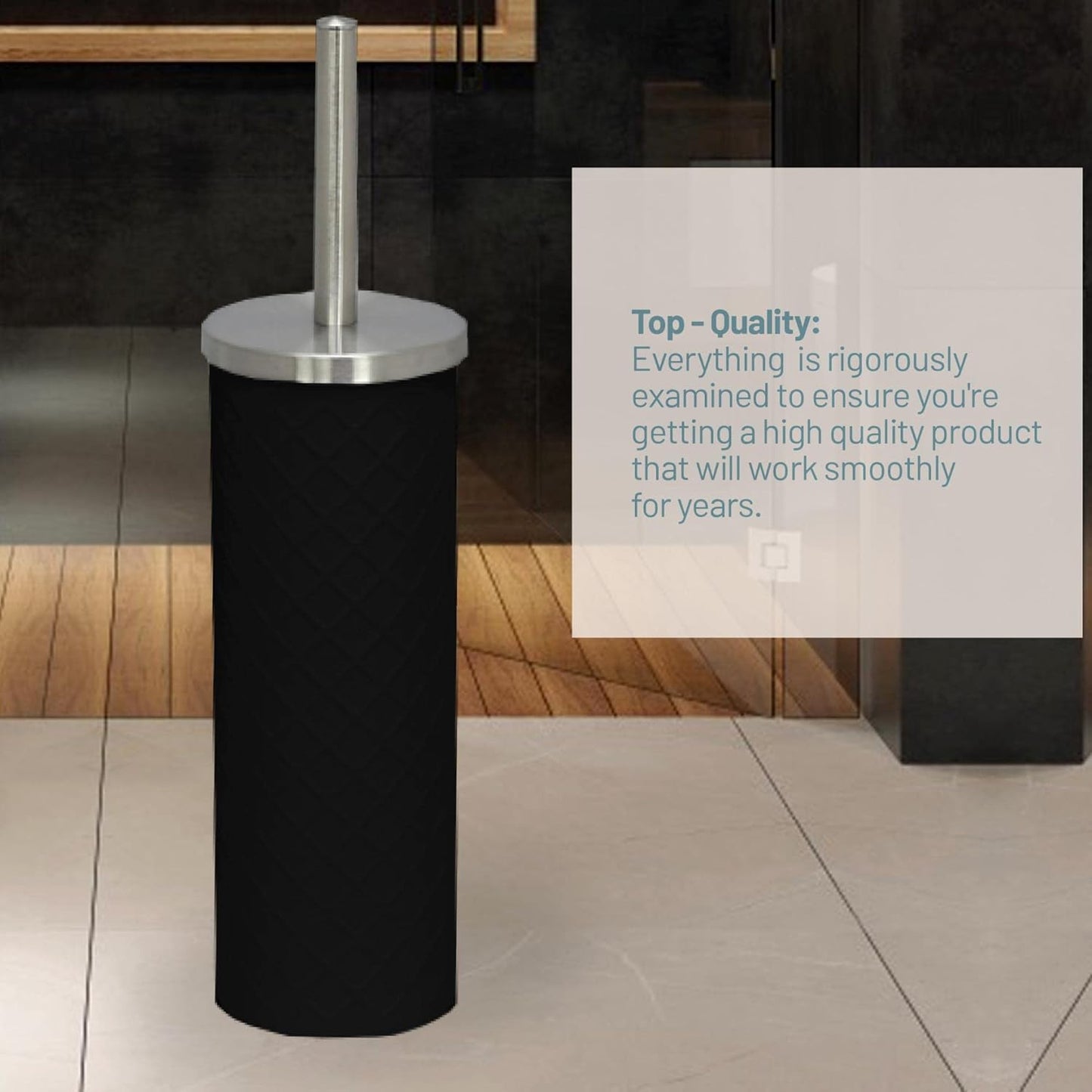 Textured Black Stainless Steel Toilet Brush