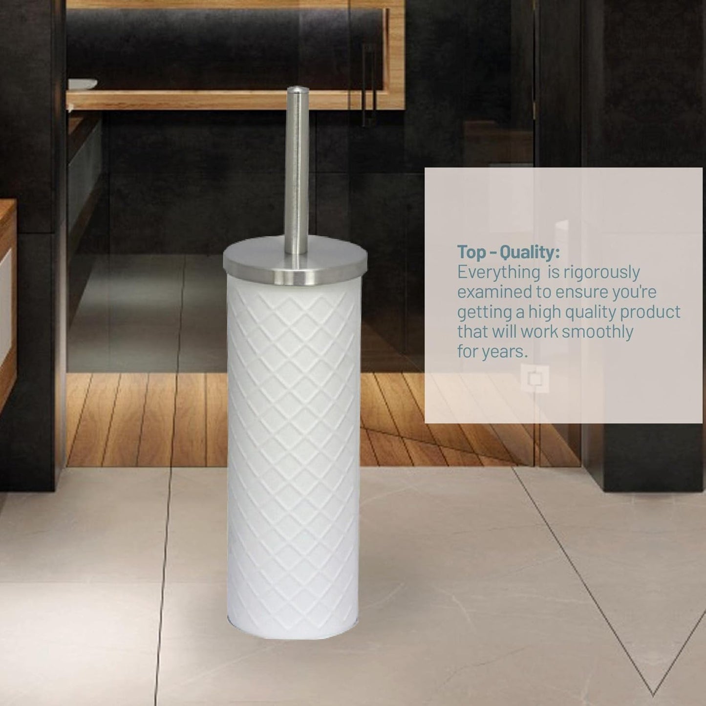 Textured White Stainless Steel Toilet Brush