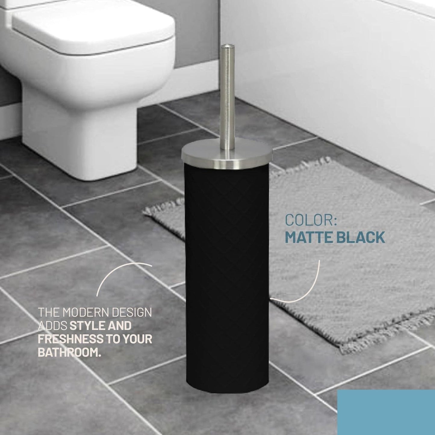 Textured Black Stainless Steel Toilet Brush