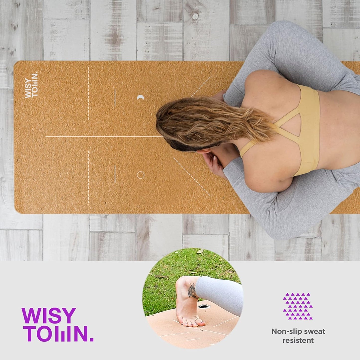 Yoga Cork Mat Eco-friendly: Beautiful Extra Long and Wide Organic Yoga Mat. Non-slip Yoga Mat, Fitness Mats, Hot Yoga Mat 72"x24"x6mm
