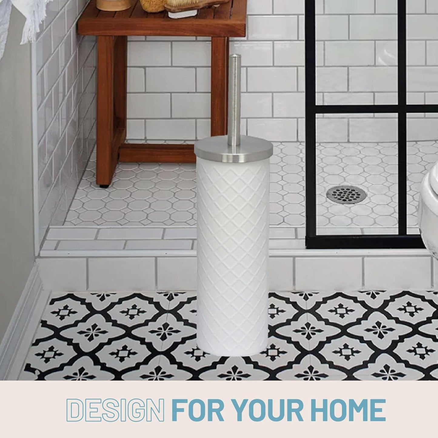 Textured White Stainless Steel Toilet Brush