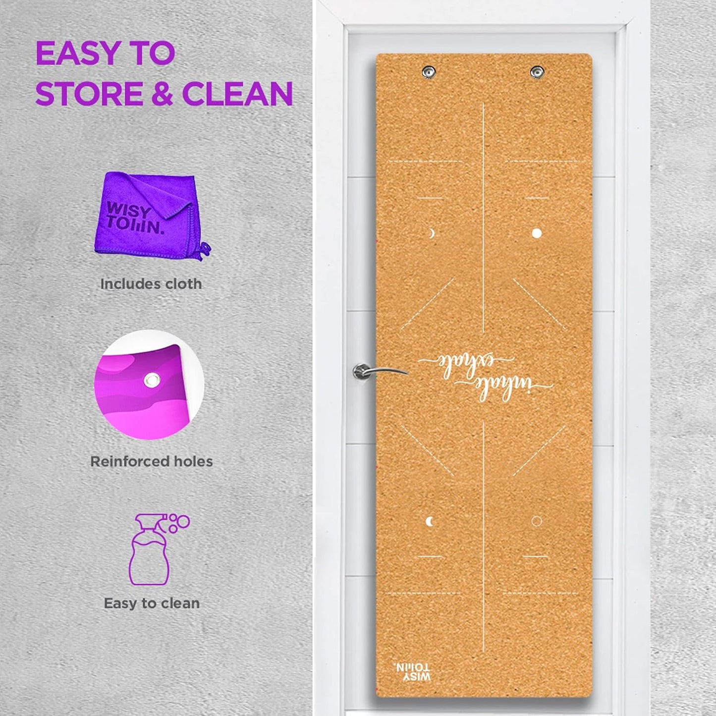 Yoga Cork Mat Eco-friendly: Beautiful Extra Long and Wide Organic Yoga Mat. Non-slip Yoga Mat, Fitness Mats, Hot Yoga Mat 72"x24"x6mm