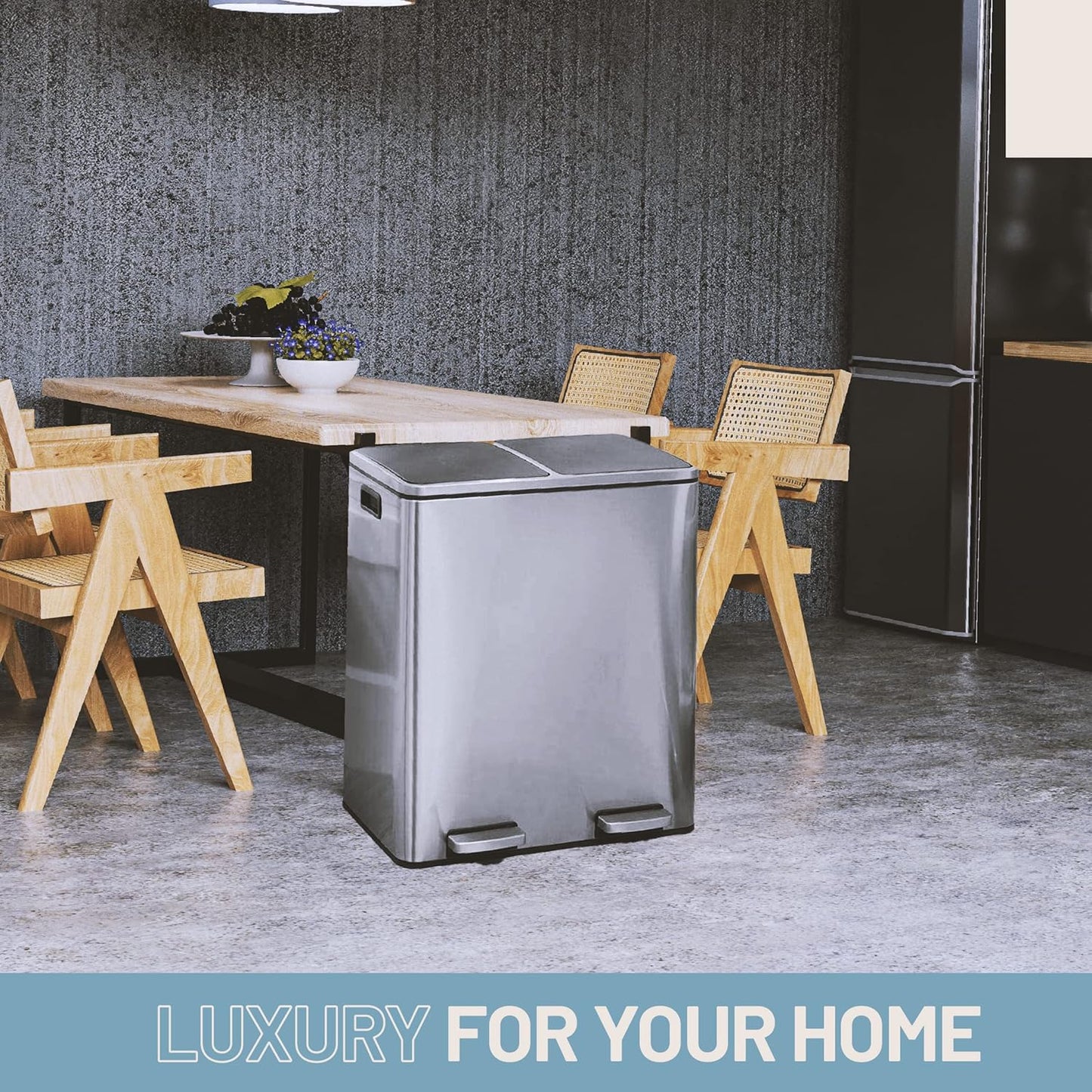 Soft Close Stainless Steel Double Trash Can (48 Liters / 12.7 Gallons)