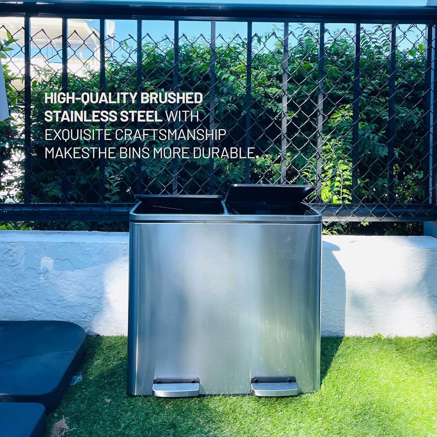 Soft Close Stainless Steel Double Trash Can (48 Liters / 12.7 Gallons)