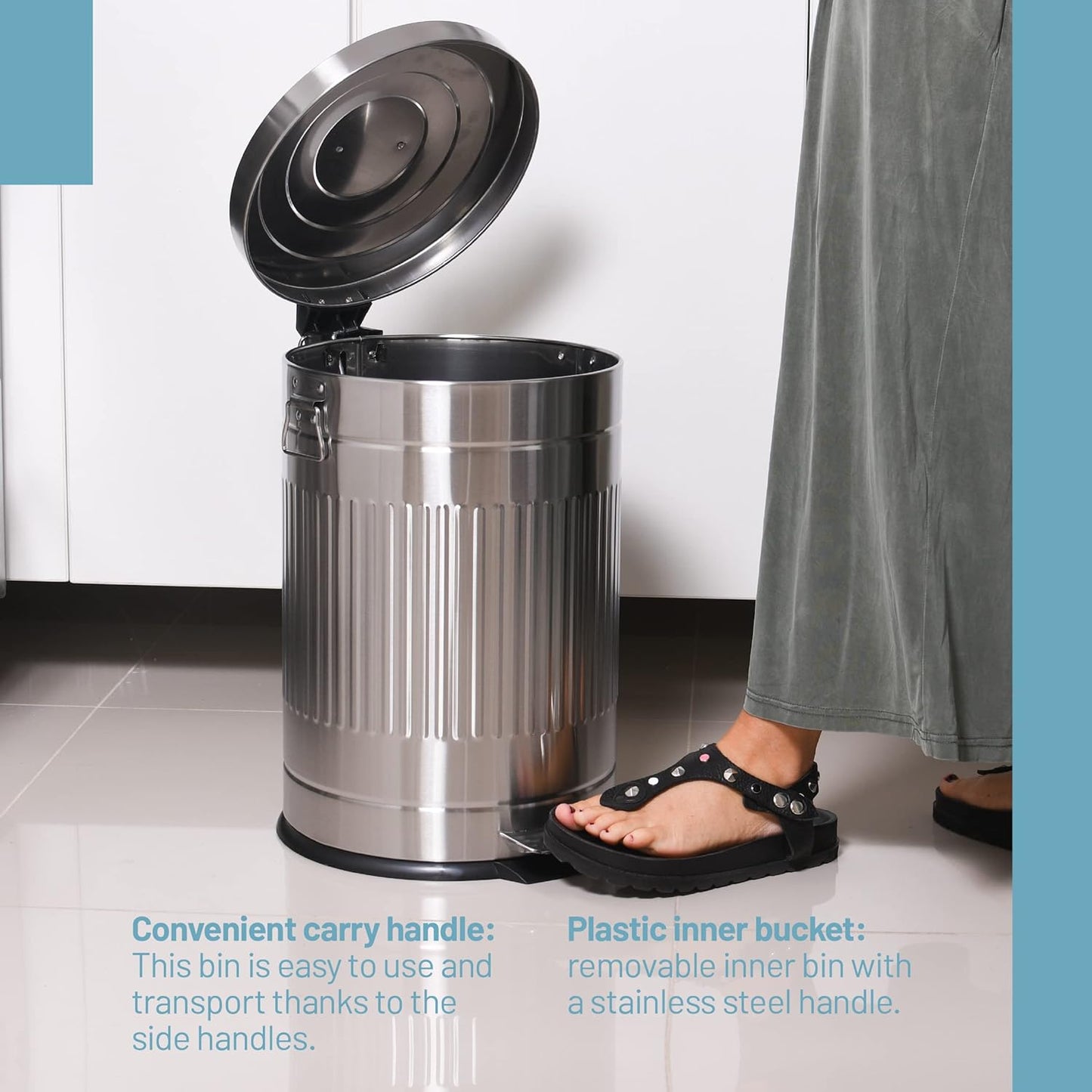 Galvanized Iron Trash Can (12 Liters / 3.2 Gallons)