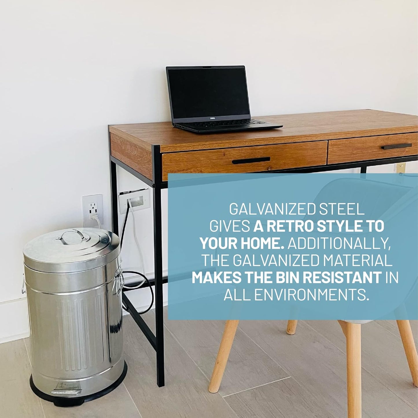 Galvanized Iron Trash Can (12 Liters / 3.2 Gallons)